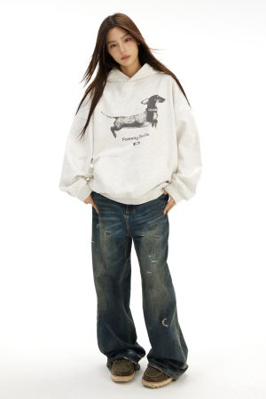 Sausage Dog Print Hoodie for Unisex - Casual Jacket in Trendy Style, Perfect for Dog Lovers and Everyday Wear