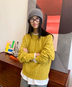 Scaly Texture Sweater in Trendy Y2K Style - Cozy Knit Pullover for Effortless Layering and Unique Fashion Statement