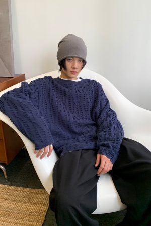 Scaly Texture Sweater in Trendy Y2K Style - Cozy Knit Pullover for Effortless Layering and Unique Fashion Statement