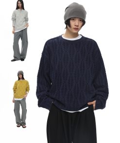 Scaly Texture Sweater in Trendy Y2K Style - Cozy Knit Pullover for Effortless Layering and Unique Fashion Statement