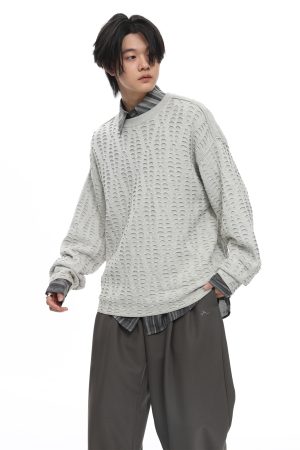 Scaly Texture Sweater in Trendy Y2K Style - Cozy Knit Pullover for Effortless Layering and Unique Fashion Statement
