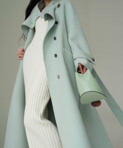 Sea Salt Clear Sky Oversized Double-Faced Wool Coat - Elegant Long Outerwear, High-Quality 90s Inspired Style