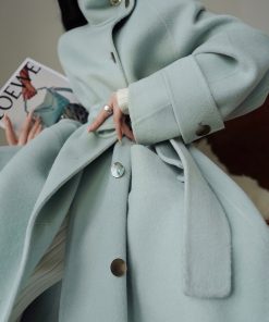 Sea Salt Clear Sky Oversized Double-Faced Wool Coat - Elegant Long Outerwear, High-Quality 90s Inspired Style