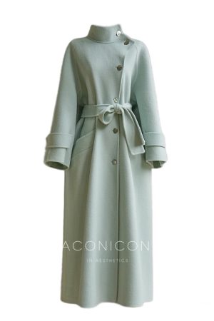 Sea Salt Clear Sky Oversized Double-Faced Wool Coat - Elegant Long Outerwear, High-Quality 90s Inspired Style