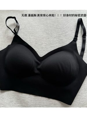 Seamless Comic-Style Bra with Gathered Design, Wire-Free and Backless Lingerie for Effortless Y2K Style