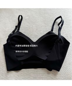 Seamless Comic-Style Bra with Gathered Design, Wire-Free and Backless Lingerie for Effortless Y2K Style