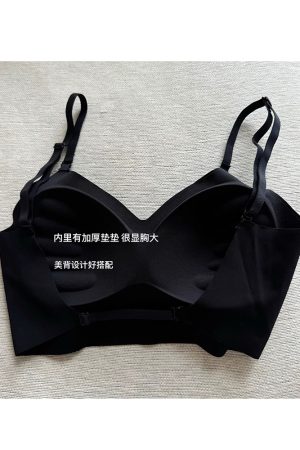 Seamless Comic-Style Bra with Gathered Design, Wire-Free and Backless Lingerie for Effortless Y2K Style