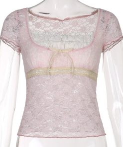 Self Care Outfit, Mall Outfit Inspo - Coquette Lace Detailed Top