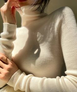 Semi-Finished Winter Seamless One-Piece Base Layer, High-Neck Knitted Wool Top, Machine Washable, Cozy Winter Essentials