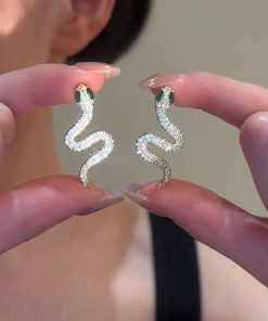 Serpentine Snake-Shaped Earrings - Light Luxury Zodiac Design, Trendy Versatile Ear Pendants for Women