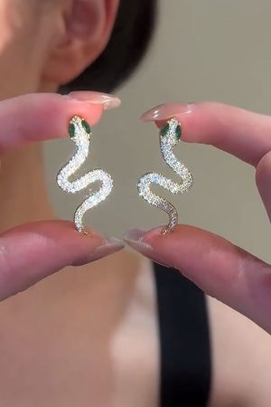 Serpentine Snake-Shaped Earrings - Light Luxury Zodiac Design, Trendy Versatile Ear Pendants for Women