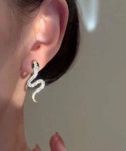 Serpentine Snake-Shaped Earrings - Light Luxury Zodiac Design, Trendy Versatile Ear Pendants for Women