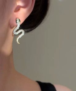 Serpentine Snake-Shaped Earrings - Light Luxury Zodiac Design, Trendy Versatile Ear Pendants for Women