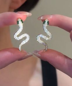Serpentine Snake-Shaped Earrings - Light Luxury Zodiac Design, Trendy Versatile Ear Pendants for Women