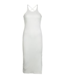 Sexy Backless Halter Neck Dress with Split, Adjustable Cross Straps, Mid-Length - European American Leisure Style