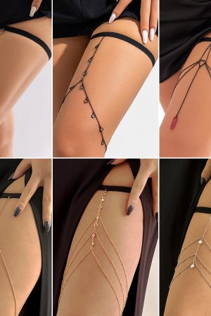 Sexy Beach Body Chain with Imitation Pearls, Elastic Star-Shaped Rhinestone Tassel Ankle and Thigh Jewelry
