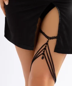 Sexy Beach Body Chain with Imitation Pearls, Elastic Star-Shaped Rhinestone Tassel Ankle and Thigh Jewelry