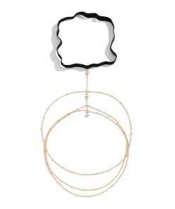 Sexy Beach Body Chain with Imitation Pearls, Elastic Star-Shaped Rhinestone Tassel Ankle and Thigh Jewelry