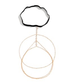 Sexy Beach Body Chain with Imitation Pearls, Elastic Star-Shaped Rhinestone Tassel Ankle and Thigh Jewelry