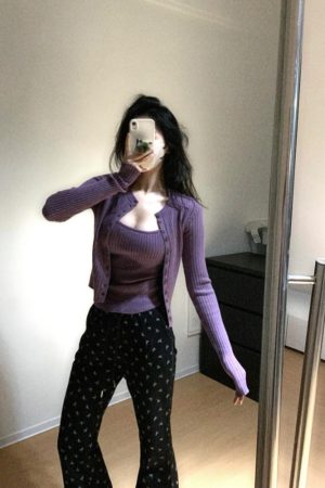 Sexy Knitted Cardigan and Camisole Top Set - Women's Slim Fit Two-Piece Suit for Spring - Trendy Temperament Fashion