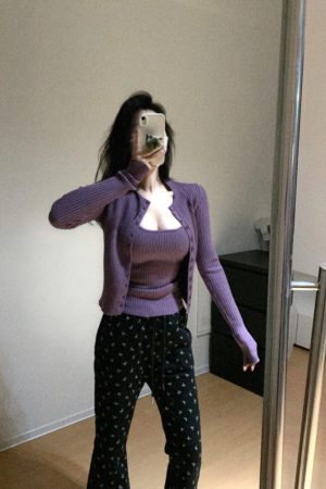 Sexy Knitted Cardigan and Camisole Top Set - Women's Slim Fit Two-Piece Suit for Spring - Trendy Temperament Fashion