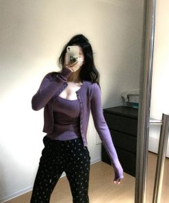 Sexy Knitted Cardigan and Camisole Top Set - Women's Slim Fit Two-Piece Suit for Spring - Trendy Temperament Fashion