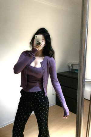 Sexy Knitted Cardigan and Camisole Top Set - Women's Slim Fit Two-Piece Suit for Spring - Trendy Temperament Fashion