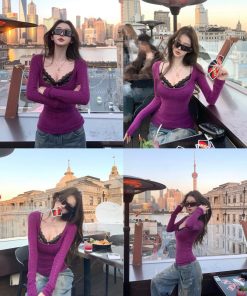 Sexy Lace Camisole Knit Top Set for Women - Slim Fit, Hollow-Out Design, Perfect for Spring Fashion