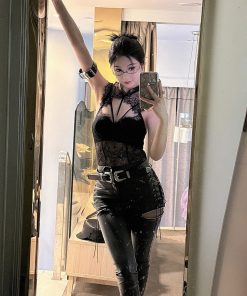 Sexy Lace Splicing Slim-Fit Bodysuit with Binding Design for Young Mothers - Trendy and Elegant Fashion Staple