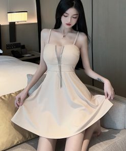Sexy Low-Cut V-Neck Mesh Splicing Tassel Camisole Dress for Women - Nightclub & Workwear Chic