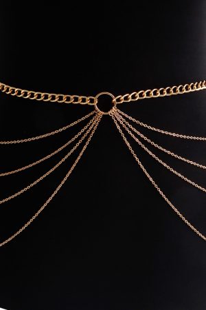 Sexy Punk Body Chain with Elastic Belt, Nightclub Style Chain Jewelry, European and American Design, Leg and Waist Chain
