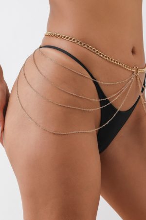 Sexy Punk Body Chain with Elastic Belt, Nightclub Style Chain Jewelry, European and American Design, Leg and Waist Chain