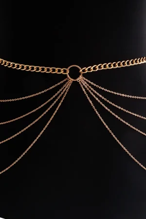 Sexy Punk Body Chain with Elastic Belt, Nightclub Style Chain Jewelry, European and American Design, Leg and Waist Chain