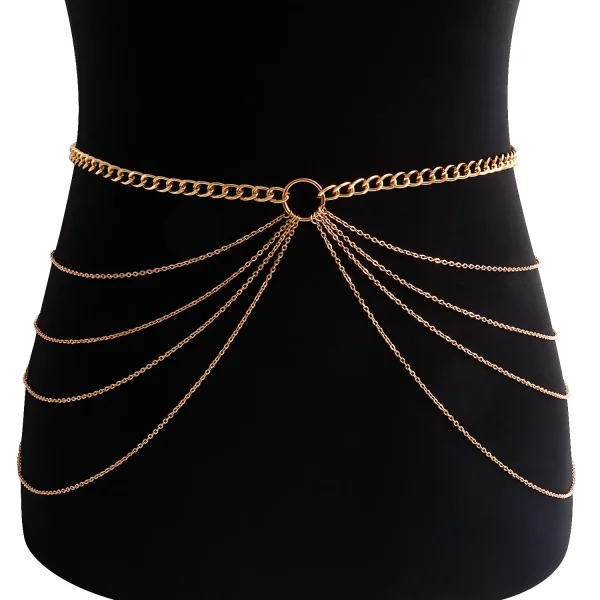 Sexy Punk Body Chain with Elastic Belt, Nightclub Style Chain Jewelry, European and American Design, Leg and Waist Chain