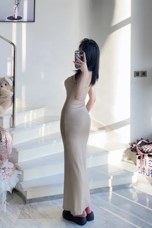 Sexy Slim Fit Bodycon Cross Patchwork Dress for Curvy Figures - Trendy Y2K Style