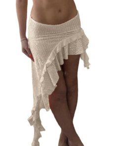 Sexy Spring Summer Long Dress for Women - Sequined Mesh Ruffled Irregular Hem Skirt - Trendy Vacation Style