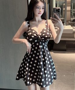 Sexy Women's Deep V-Neck Spaghetti Strap Dress - Slim-Fit Tummy-Covering Short Skirt for Nightclub & Work Uniform Style