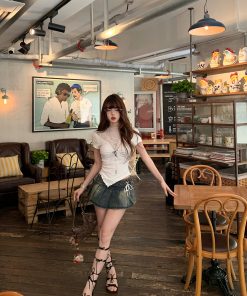 Sexy Women's Short Sleeve Lace Mesh T-Shirt - Summer Slimming White Top, 90s Inspired Fashion, Perfect for Trendy Outfits