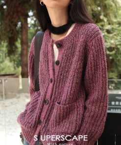 Sheer Floral Round Neck Knitted Cardigan with Rainbow Silver Thread - Lightweight, Stylish Layering Essential