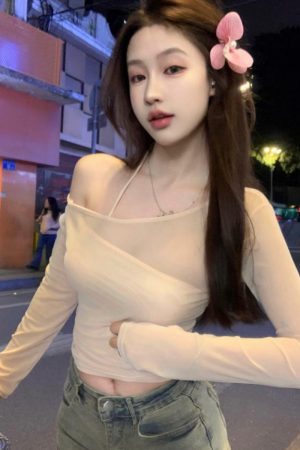 Sheer Mesh Long Sleeve Crop Top Women's Summer Two-Piece Set - Sweet and Spicy Sexy Camisole for Sun Protection