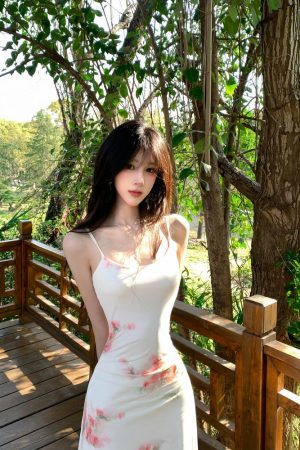Sheer Mesh Rose Spaghetti Strap Bodycon Dress for Women - Elegant Fitted Waist-Cinching Long Dress in French Style for Summer