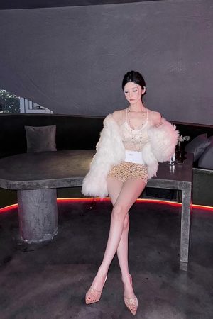 Shiny Sequined High-Waisted Elastic Slimming Shorts in 2 Colors - Adorable Y2K Miu Miu Style Fashion Must-Have for Trendy Outfits