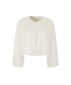 Short Faux Fur Jacket for Women - Trendy Loose Long Sleeve Coat, European American Style, Perfect for Autumn Winter Fashion