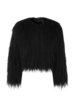 Short Faux Fur Jacket for Women - Trendy Loose Long Sleeve Coat, European American Style, Perfect for Autumn Winter Fashion