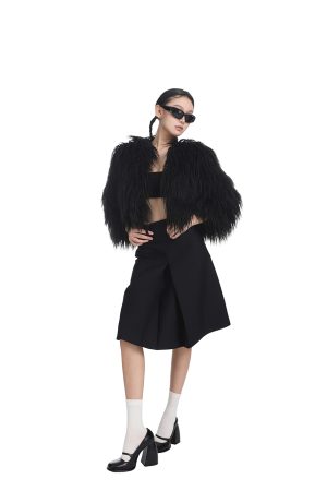 Short Faux Fur Jacket for Women - Trendy Loose Long Sleeve Coat, European American Style, Perfect for Autumn Winter Fashion