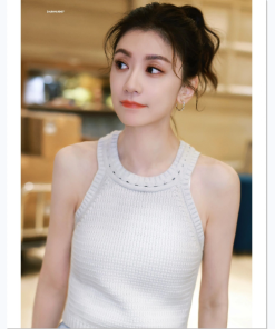 Short Sexy Sleeveless Knitted Vest Halter Top - French Versatile Camisole for Summer - 90s Inspired Fashion