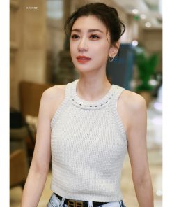 Short Sexy Sleeveless Knitted Vest Halter Top - French Versatile Camisole for Summer - 90s Inspired Fashion