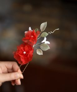 Silk Embossed Flower Hanfu Headdress - Ultra-Fairy U-Shaped Hairpin Hair Accessory for Classical Temperament, Elegant Design