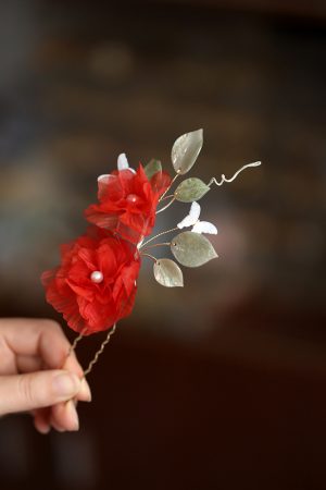 Silk Embossed Flower Hanfu Headdress - Ultra-Fairy U-Shaped Hairpin Hair Accessory for Classical Temperament, Elegant Design