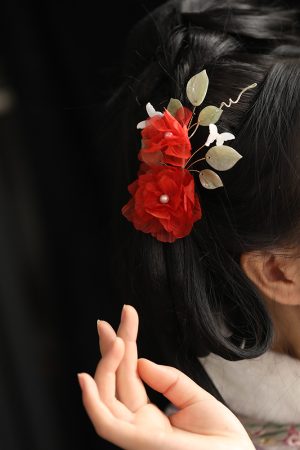 Silk Embossed Flower Hanfu Headdress - Ultra-Fairy U-Shaped Hairpin Hair Accessory for Classical Temperament, Elegant Design